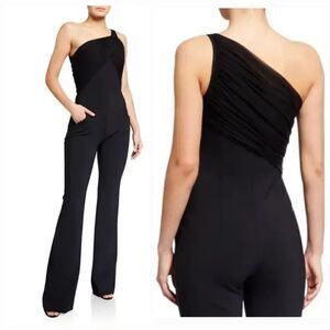 NEW Chiara Boni La Petite Robe Giancita One Shoulder Jumpsuit in Black Size 44/M